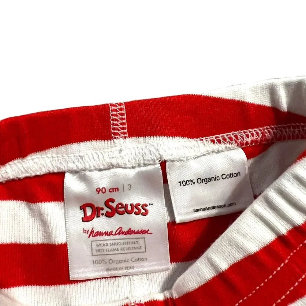 Hanna Andersson Sz 90 (3) Dr. Seuss Cat In The Hat Short Pajamas